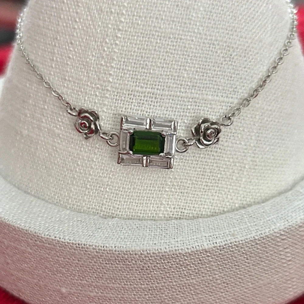 Diopside 925‎ Sterling silver dainty Bracelet
